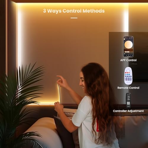 COB Led Strip 7M, 3000-6500K CRI90+ Led COB Strip Light, 24V Super Bright Dimmable Warm White to Cool White Ruban, COB LED Strip Light for Interior Decoration (3000-6500K, 7M) - Image 6