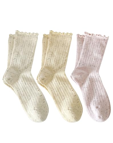 Yawlsow Ruffle Frilly Socks Women Cute Cotton Coquette Knit Ankle Socks kawaii Shoujo Lettuce Edge Socks for Girls Ladies