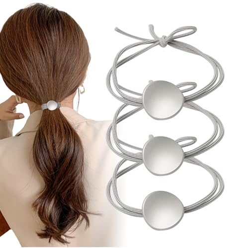 [Herbeluemily] ヘアゴム 髪ゴム ヘアアクセサリー 3本セット 髪飾り チャーム付き シンプル おしゃれ シルバー HM-0038-R04-SVのサムネイル