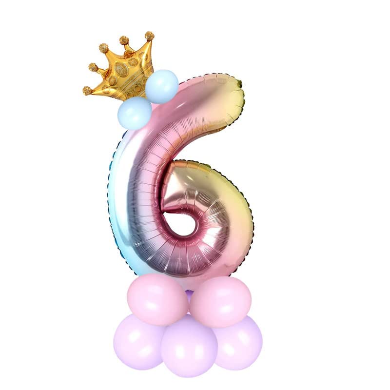 Image of Multicolor 32 Inches Numbers 6 Shape Large Big Foil Helium Balloons For Party Decorations In Happy Birthday Anniversary Office Items Materials Set Pack,1 Piece