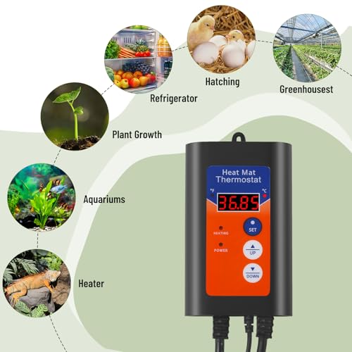 Digitaler Steckdosen-Thermostat Temperaturregler 230V -50° bis 99°C,Thermostat Steckdose für Gewächshausheizung & Frostwächter,Heizmatten Reptilien,LCD Sensor