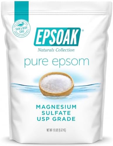 Epsoak Epsom Salt 19 lb. Magnesium Sulfate USP. Resealable Epsom Salt Bag Unscented, Made in The USA, Cruelty-Free Certified