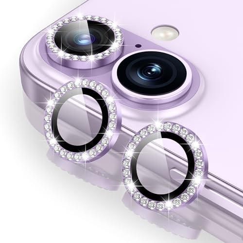 Tccvayar Protetor de lente de câmera para iPhone 17 - com bandeja de instalação, vidro temperado 9H [antiarranhões] [Ultra HD transparente] Capa de câmera de anel individual de metal (losango roxo)