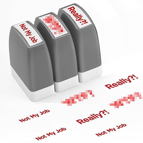 Honoson 3 Pcs Pre Inked Office Stamps Self Inking Novelty Message Really Not My Job Business Stamps Funny Stampers for Office Red Ink Message Account Stamp Text File Ink Stampers