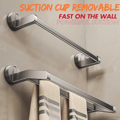 Toallero con ventosa para baño que evita taladrar azulejos con barra de acero de 60 cm 4