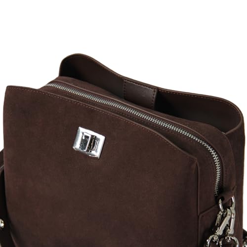 Image of Genuine Leather Suede Bags for Women, Vintage Handbag Purse Suede Hobo Bag Slouchy Bag Shoulder Crossbody Bag