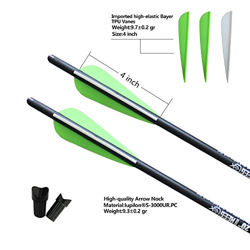 Reegox 20 Inch Crossbow Bolts Bio With 4-Inch Vanes(Pack Of 12) #TOP2