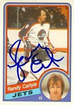Randy Carlyle autographed Hockey Card (Winnipeg Jets) 1984 O-Pee-Chee #337 - Autographed Hockey Cards