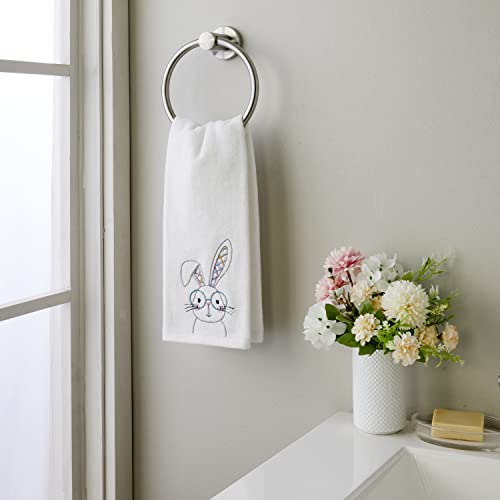 Image of SKL Home Easter Bespeckled Bunny 100% Cotton Embroidered 2pc Hand Towel Set, Decorative for Bath /Kitchen /Bar & Gift, White