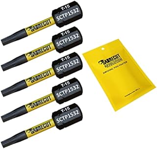 5 x SabreCut SCTP1532_5 32mm T15 TX15 Torx Tamper Proof Security Magnetic Impact Screwdriver Driver Bits Set Heavy Duty Compatible with Dewalt Milwaukee Bosch Makita and More