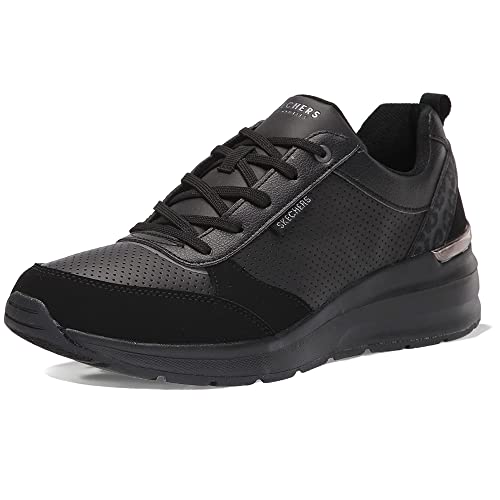 Skechers Billion Subtle Spots, Scarpe da ginnastica basse Donna, Black Duraleather Black Leopard...