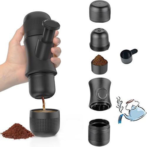 TYEGDAVD Cafetera Manual Portátil con Taza Incluida, Funciona con Café Molido, Fácil de Limpiar, Ideal para Camping, Senderismo y Viajes