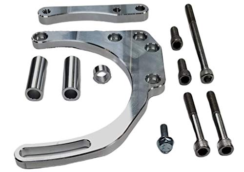 Z Whip SBC Double Camel Hump Fuelie Head Alternator Bracket Billet Aluminum Mid Mount Adjustable V Belt Long Water Pump LWP Compatible with Chevy Small Block V8 305 327 350 400 383 5.7L Made In USA