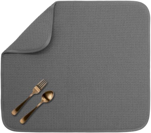 S&T INC. Dish Drying Mat, 16" x 18", Large, Charcoal Grey