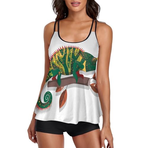 Ensemble bikini tankini femme avec short de garçon anti frottement et robe de plage