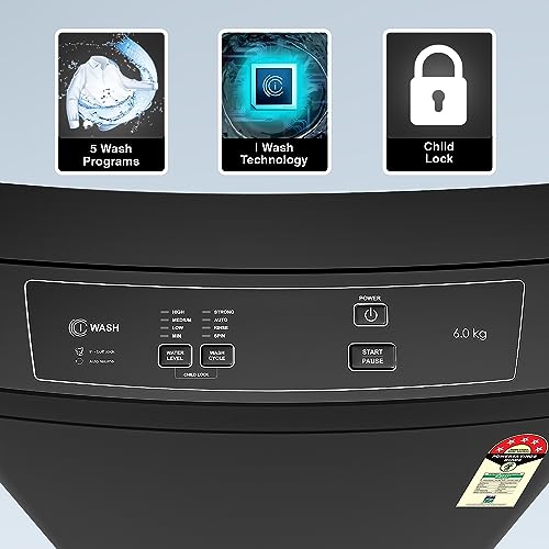 Image of Godrej 6 Kg 5 Star I-Wash Technology Providing 1-Touch Wash Fully-Automatic Top Load Washing Machine Appliance (WTEON 600 5.0 A GPGR, Graphite Grey)