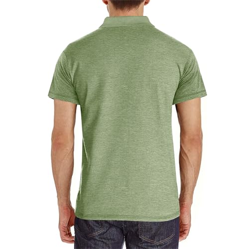 Image of Men's Short Sleeve Polo Shirts Buttons Collared T Shirts with Pocket
