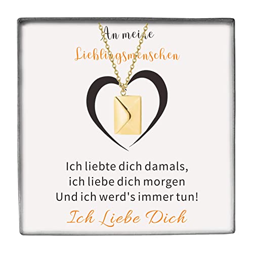 TOLOWOBK Damen Halskette locket Umschlag Kette mit Karte Zarte Accessoires für Mädchen Briefe zum Gedenken Ein Geschenk für alle Feiertage (Goldene) Cover