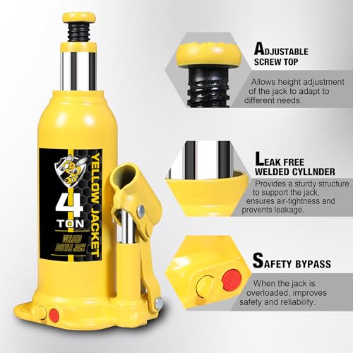 Yellow Jacket 4 Ton Muti-Directional Welded Bottle Jack(8,000Lb) With Carrying Case For Car, Pickup, Truck thumb #3