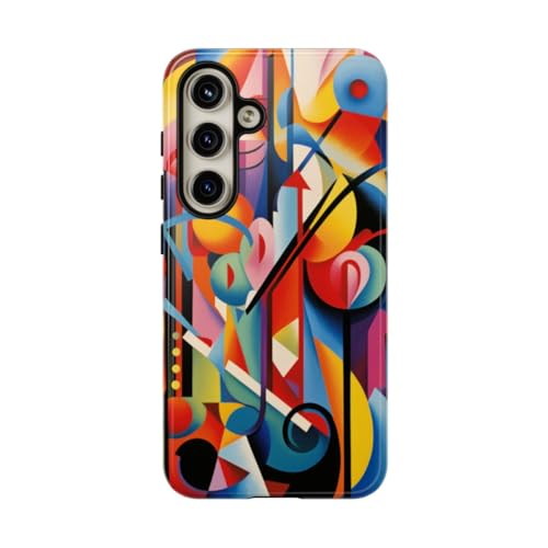 Coque rigide brillante Galaxy S24 protégeant votre smartphone avec un art géométrique abstrait