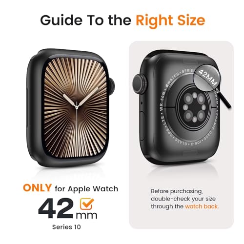 Image of VEMIGON 2 in 1 Waterproof Case Compatible for Apple Watch Series Series 11 /10 42mm, Screen Protector 360 Protective Glass Face Cover Hard PC Bumper + Back Frame for iWatch Accessories, Jet Black