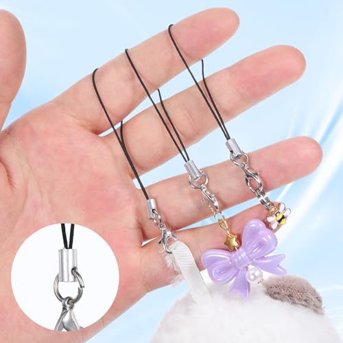 Fibraze 100PCS Phone Charm Strap with Lobster Clasp Cell Phone Charm Keychain String Lanyard Loop Charms for Keychain Clasps, USB Drive DIY Jewelry Mobile Accessories Charms