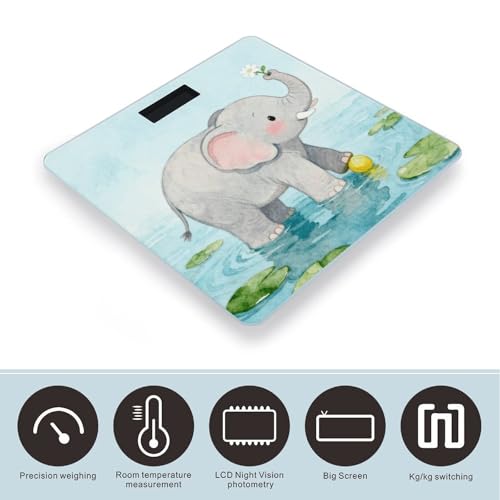 Báscula digital de baño con pantalla LCD grande miniatura 3