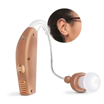 MSA 30X Behind the Ear Sound Amplifier, Amplifies Sound by 30 Times, Lightweight, Virtually Invisible, Comfortable, Adjustable Volume, Fast Charging, Medium Brown, 1ct