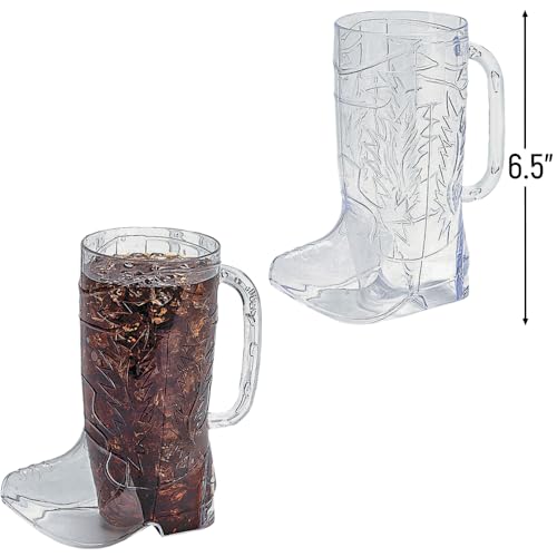 Image of Fun Express Cowboy Boot Cups Clear Plastic 17oz 12 Pack