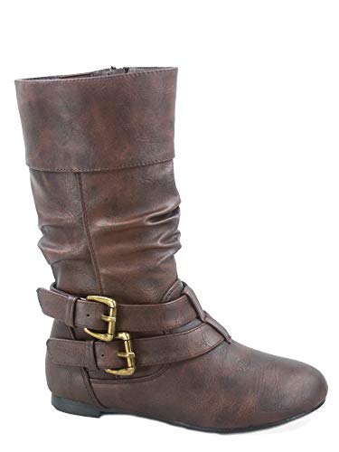 Link Sonny-54K Youth Girl's Fashion Low Heel Zipper Buckle Round Toe Riding Boot