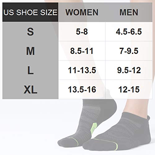 Image of CS CELERSPORT Men's Ankle Running Socks with Cushion, Arch Support Low Cut Athletic Tab Socks for Men Women 6 Pack