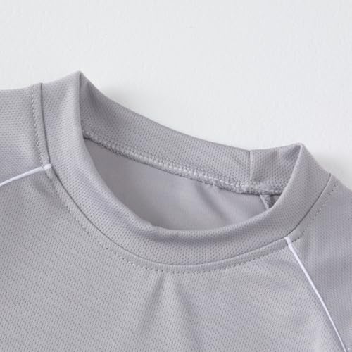 TiaoBug Boys Soccer Shorts Set Kids Football Kit Football Uniform Quick-drying Reflective Strips Sports Set Gray 11-12 Years2