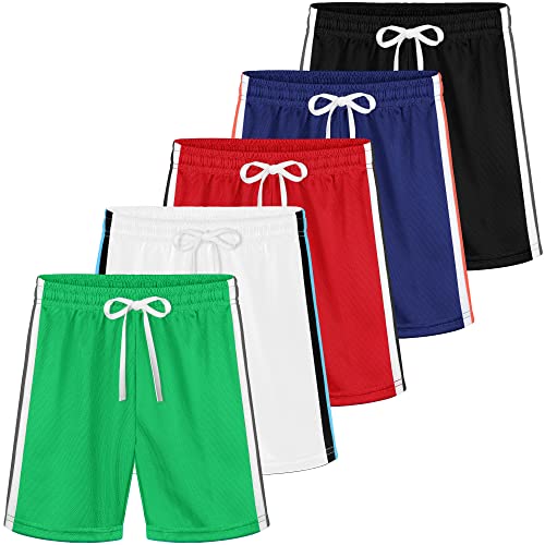 Photo 1 of 5 Pack Toddler Kids Boys' Mesh Shorts Quick Dry Athletic Shorts with Drawstring Boys Basketball Running Shorts - 3T