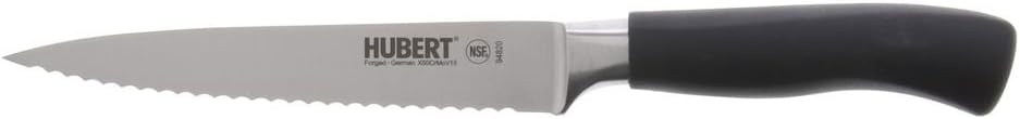 HUBERT Serrated Utility Knife with Black Santoprene Soft Grip Handle Stainless Steel - 6" L Blade