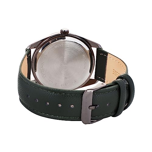 Image of Geoffrey Beene Mens Watch Leather Band Quartz Movement Stainless Steel Caseback with Auto Date Elegant Gift for Men Wrist Watches for Men Reloj para Hombre, Green