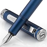 ★ POSEZ VOS PENSÉES SUR LE PAPIER SANS EFFORT - La plume Schmidt de fabrication allemande glisse sur la page. Livré avec un convertisseur et deux cartouches - une noire, une bleue. Stylo de luxe spécialement conçu pour ceux qui aiment écrire tous les jours