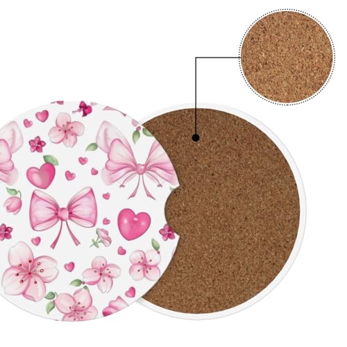 2 piezas posavasos absorbentes para auto color rosa miniatura 6
