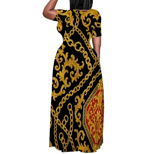 Image of PinkPatty Plus Size Maxi Dress for Women Summer Casual Short Sleeve Tshirt Dresses with Pockets (XL-6XL)