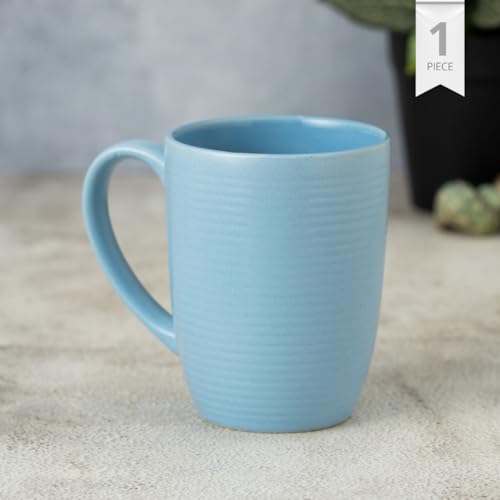 Image of Clay Craft Fine Ceramic Horizon Microwave Safe Coffee & Milk Mug, 360Ml, 1 Piece, Blue, Mug for Coffee, Ideal for Gifting, Perfect for Home & Office
