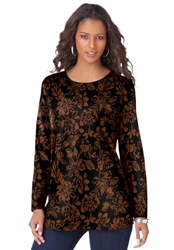 Roaman's Women's Plus Size Plus Size Cotton Ultimate Long Sleeve Crewneck Tee