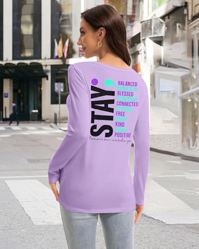 Suicide Awareness Shirt Women Stay Tomorrow Needs You T-Shirt Mental Health Shirts You Matter Inspirational Tops2