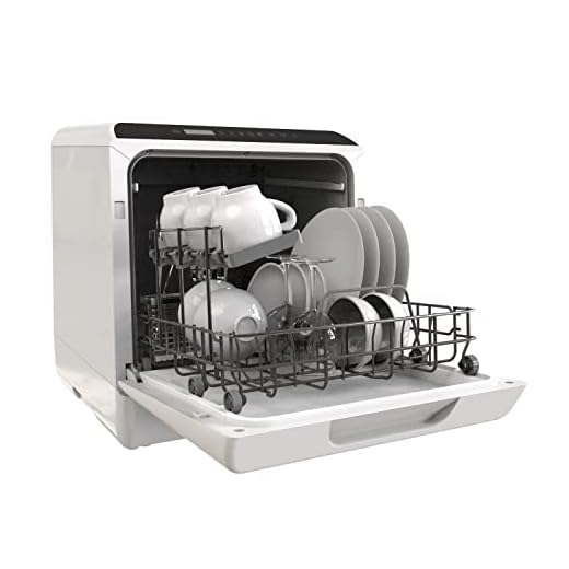 Portable Dishwasher Countertop, 5 Washing Programs Small Dishwasher with 5-Liter Built-in Water Tank, Baby Care, Air-Dry Function & Fruit Wash for Small Apartments, Dorms, RVs -White