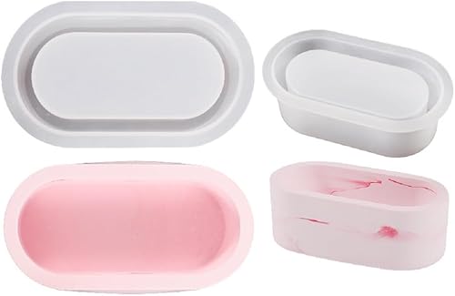 Yalulu 2 moldes de silicona ovalados para frascos, caja de almacenamiento, molde de fundición de resina, contenedor de baratija, molde de resina