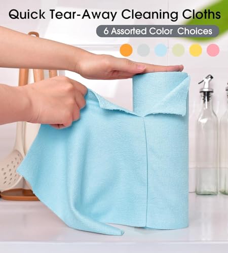 Image of SAMEZONE Reusable Kitchen Towel Roll - 2000 Times Washable 25x25 cm - Tear-Away Cleaning Rags for Home, Kitchen Surfaces, Garage & Auto Detailing Car, Dishes Cleaning Towels 20 Pack (2, Blue)