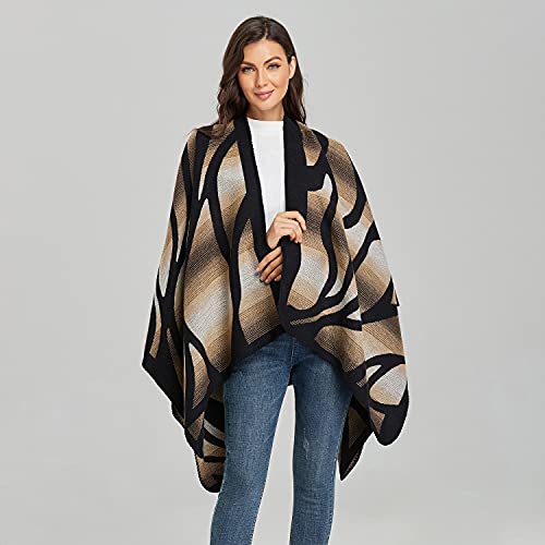 Bakerdani Women's Winter Wrap Blanket Poncho Cape Shawl Cardigans2