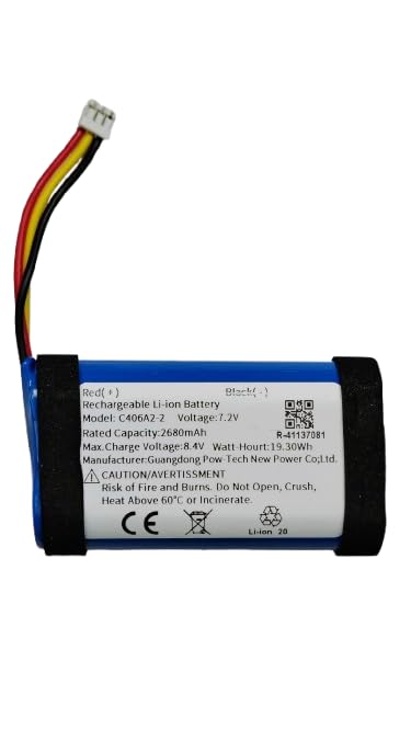 KP Original 7.4V 2680mah Lithium Ion Bluetooth Speaker Battery Compatible with Marshall Emberton 1001908 1005696 C406A2-2 (7.4V) – Not Compatible with Tribit Stormbox Speaker (2680mah)