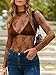 MEROKEETY Womens 2025 Lace Mesh Sheer Long Sleeve Top Sexy Y2k Mock Neck See Through Shirt Blouses, Brown, X-Large