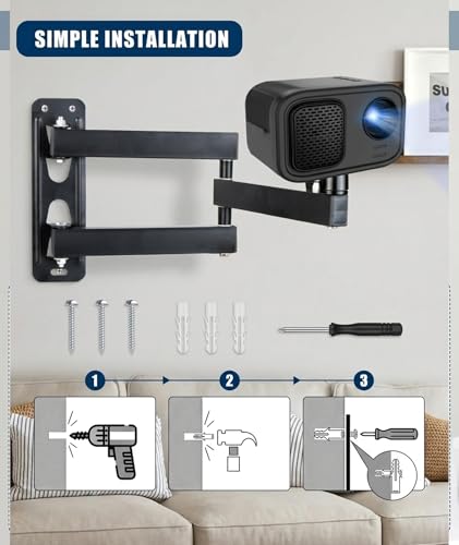 Image of Ceiling Projector Wall Mount Stand- Adjustable Tilt&Swivel Hanging Projector Holder Wall Mount Stand Rack Stand