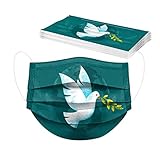 skyrabbiter 10-50 Stück Erwachsene Mundschutz Einweg Multifunktionstuch, Maske mit Motiv Friedenstaube Gegen Krieg, 3-lagig Staubdicht Atmungsaktive Mund-Nasenschutz Bandana für Damen Herren