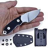 JPCRMOV Small Tactical Knife for Men, D2 Steel Fixed Blade Knife with Sheath for Hunting Survival Camping Bushcraft, Full Tang Neck Knife EDC